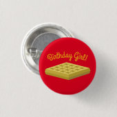 Waffeln Niedliches Frühstück Brunch Kinder 1. Gebu Button (Vorne & Hinten)