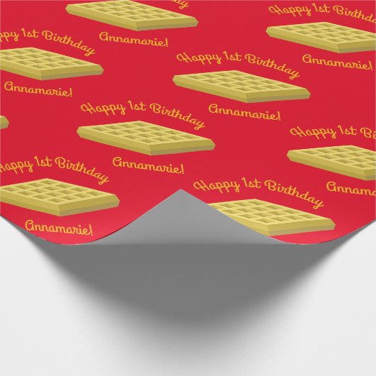 Waffeln Niedliches Frühstück Brunch Kinder 1. Gebu Geschenkpapier (Ecke)