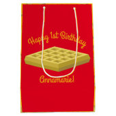 Waffeln Niedliches Frühstück Brunch Kinder 1. Gebu Mittlere Geschenktüte (Rückseite)