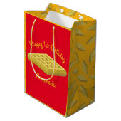 Waffeln Niedliches Frühstück Brunch Kinder 1. Gebu Mittlere Geschenktüte (Rückseite Schrägansicht)