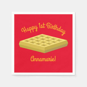 Waffeln Niedliches Frühstück Brunch Kinder 1. Gebu Serviette