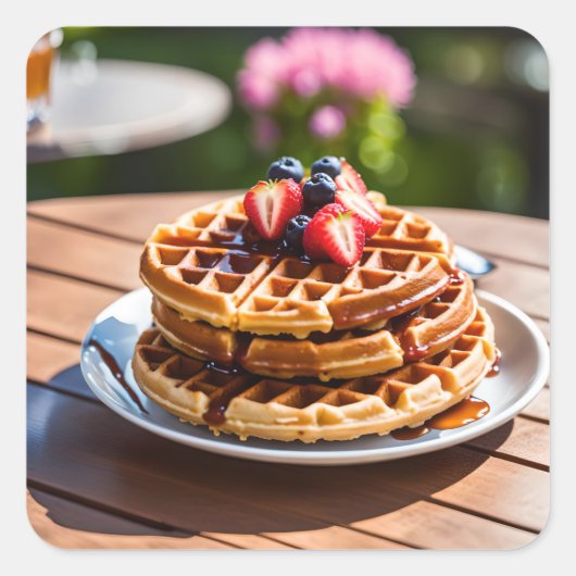 Waffeln Quadratischer Aufkleber (Vorderseite)