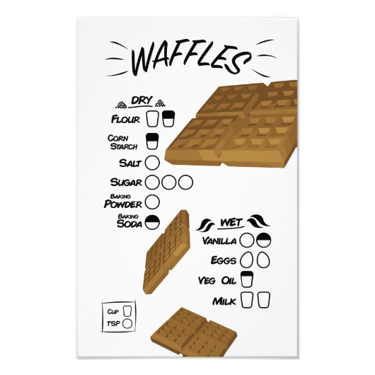 Waffeln, Rezepte, Zutaten, Wand Fotodruck (Vorne)