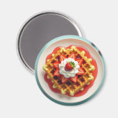 Waffeln und Erdbeeren mit geschlüpfter Creme Magnet (Vorderseite/Rückseite)