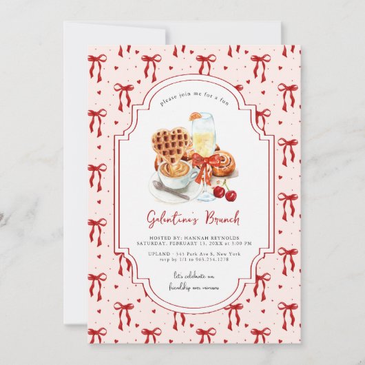 Waffeln und Mimosas | Galentinstag Einladung (Vorderseite)