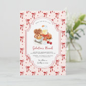 Waffeln und Mimosas | Galentinstag Einladung (Stehend Vorderseite)