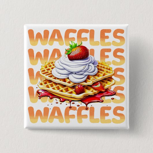 Waffelstapel aus Erdbeeren Button (Vorderseite)