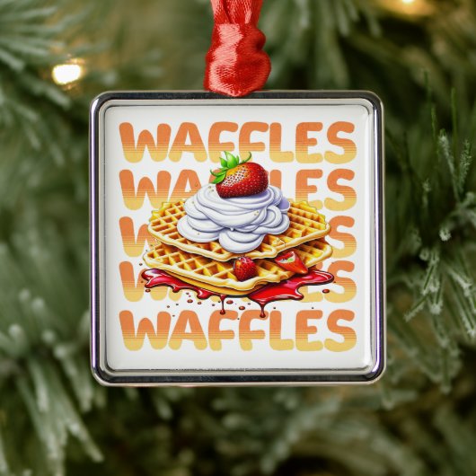 Waffelstapel aus Erdbeeren Ornament Aus Metall (Baum)