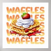 Waffelstapel aus Erdbeeren Poster (Vorne)