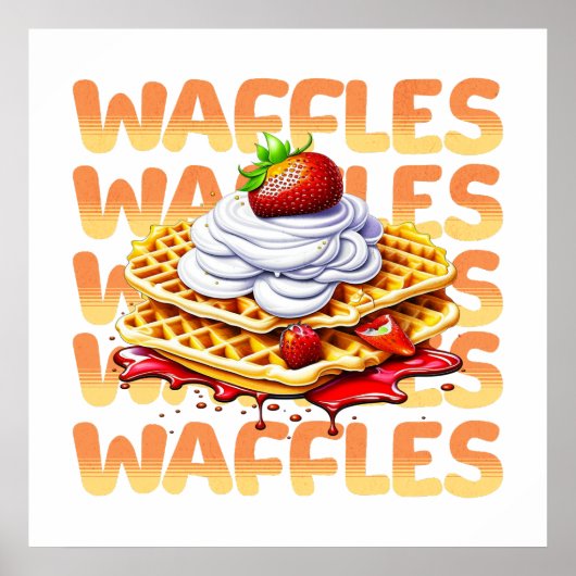 Waffelstapel aus Erdbeeren Poster (Vorne)