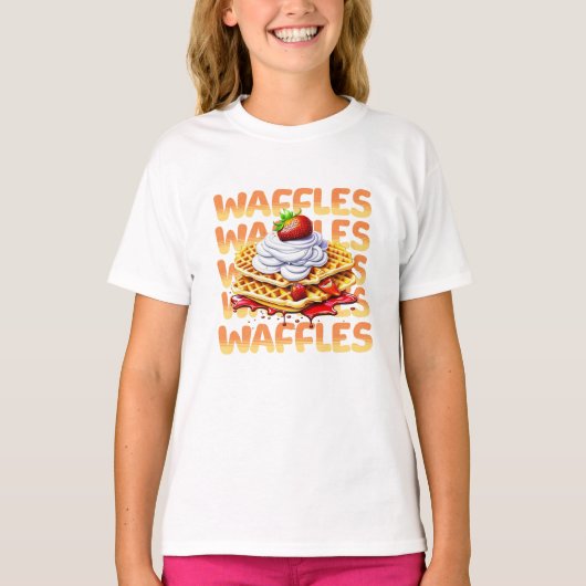 Waffelstapel aus Erdbeeren T-Shirt (Vorderseite)