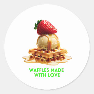Waffeltag : Golden und knusprige Waffeln Runder Aufkleber
