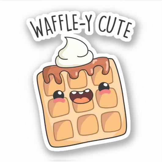 Waffely Funny Waffle Pun Aufkleber (Vorderseite)