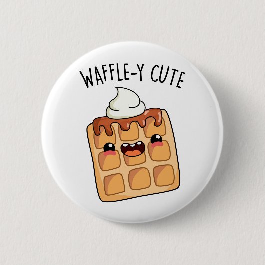 Waffely Funny Waffle Pun Button (Vorderseite)