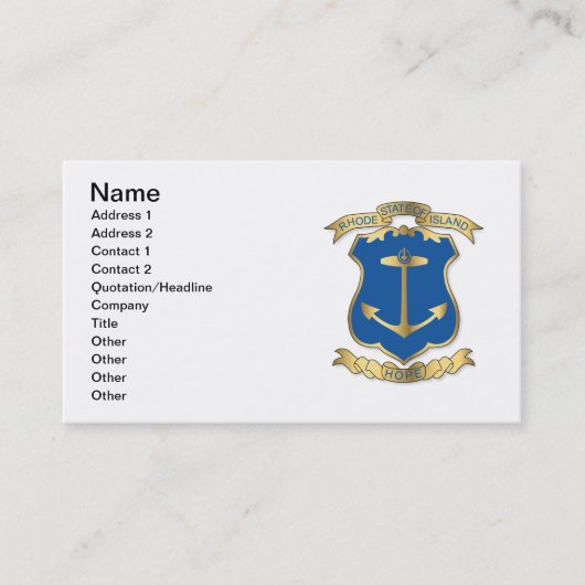 Waffen des Staat von Rhode Island Visitenkarte (Vorderseite)