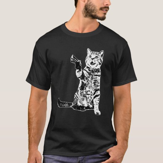 Waffen-Kitty-Katze T-Shirt (Vorderseite)