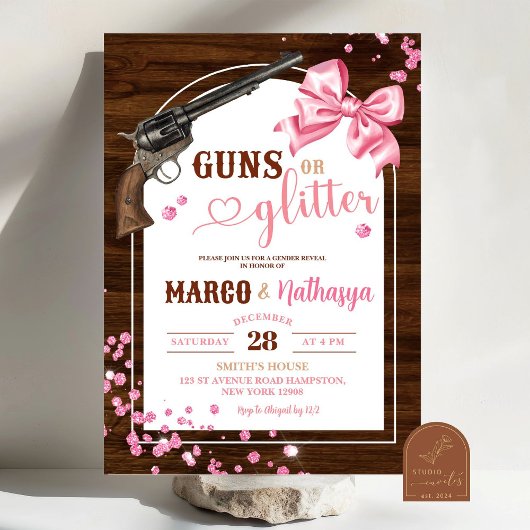 Waffen oder Glitter Geschlechtsenthüllungs-Einladu Einladung