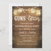 Waffen oder Glitzer Gender Reveve Invitation Rusti Einladung (Vorderseite)
