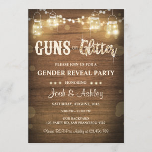 Waffen oder Glitzer Gender Reveve Invitation Rusti Einladung