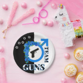 Waffen oder Rose Gender Reveal Blue Team GUNS Pappteller (Party)