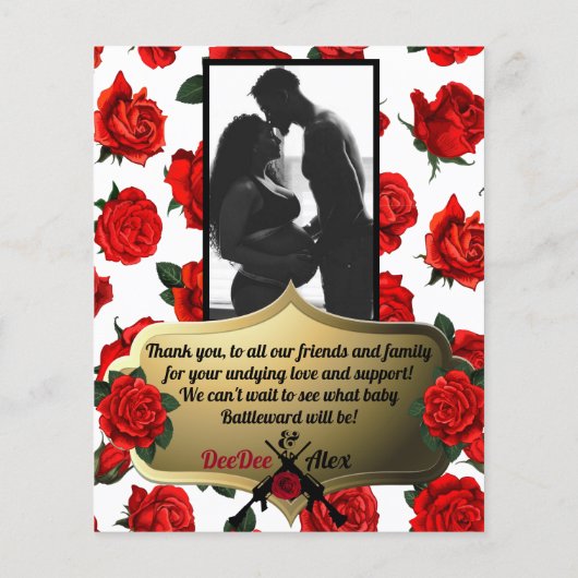 Waffen oder Rose Geschlecht zeigen Baby Shower Fot Flyer (Hinten)
