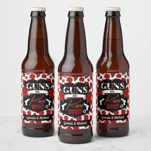 Waffen oder Rose Geschlechtsverkehr Rot/Schwarz Bierflaschenetikett (Flaschen)