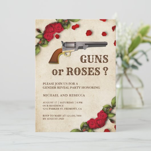 Waffen oder Rose Party Einladung (Stehend Vorderseite)