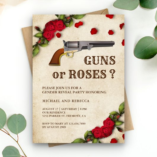 Waffen oder Rose Party Einladung