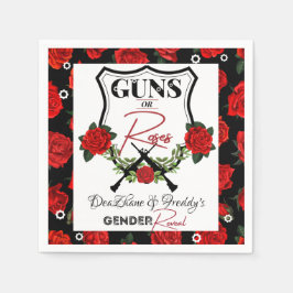 Waffen oder Rose Red & BlackGender Reveal Baby Sho Serviette