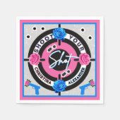 Waffen oder Rose rosa und blau | Geschlechtsankünd Serviette (Vorderseite)