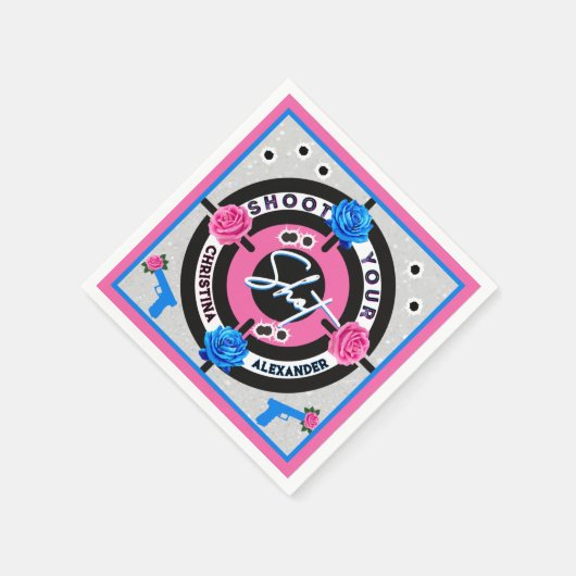 Waffen oder Rose rosa und blau | Geschlechtsankünd Serviette (Ecke)