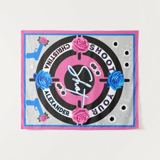 Waffen oder Rose rosa und blau | Geschlechtsankünd Wandteppich (Vorderseite (Horizontal))