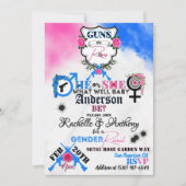 Waffen oder Rose Rosa und Blaues Geschlecht Einladung (Vorderseite)