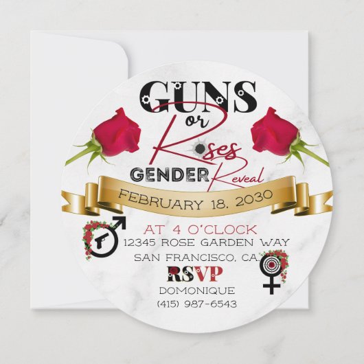 Waffen oder Rose | Shoot your Shot Gender Reveal Einladung (Rückseite)
