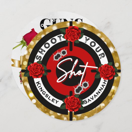 Waffen oder Rose | Shoot your Shot Gender Reveal Einladung (Vorne/Hinten)