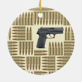Waffen und Kugeln Keramik Ornament (Hinten)