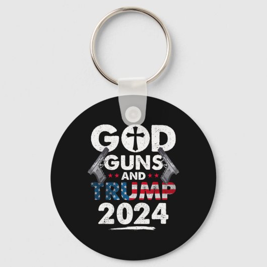 Waffen und Trump 2024 US-amerikanische Flagge Schlüsselanhänger (Vorderseite)
