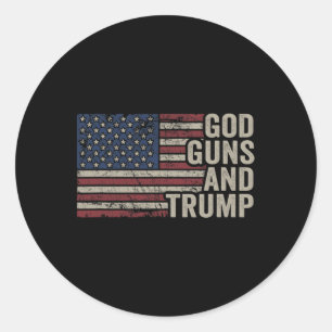 Waffen und Trump - Pro God Gun Funny Republikaner Runder Aufkleber