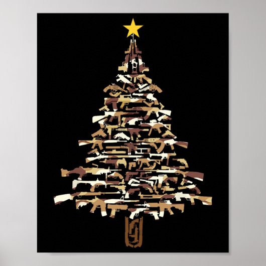 Waffen-Weihnachtsbaum - Tarnmuster-Weihnachtsgesch Poster (Vorne)