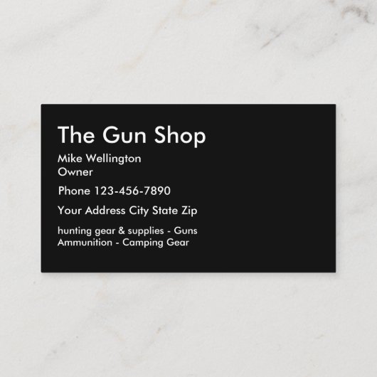 Waffengeschäft-Tarnungs-Entwurf Visitenkarte (Rückseite)