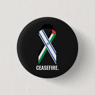 Waffenruhe Israel und Palästina Flaggen schwarz St Button