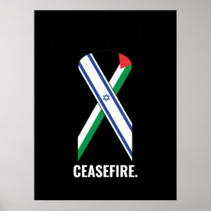 Waffenruhe Israel und Palästina Flaggen schwarz St Poster