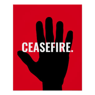 Waffenruhe rot schwarz-schwarz-Stopp Hand gegen Kr Poster