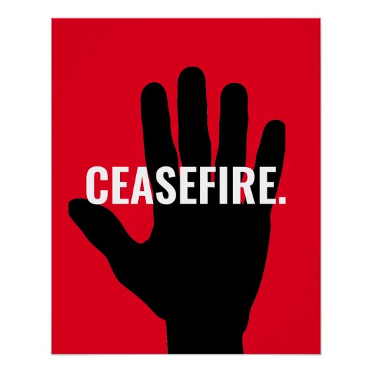 Waffenruhe rot schwarz-schwarz-Stopp Hand gegen Kr Poster (Vorderseite)