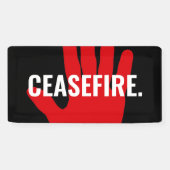 Waffenruhe Schwarz-weiße rote Hand gegen Krieg Bra Banner (Horizontal)