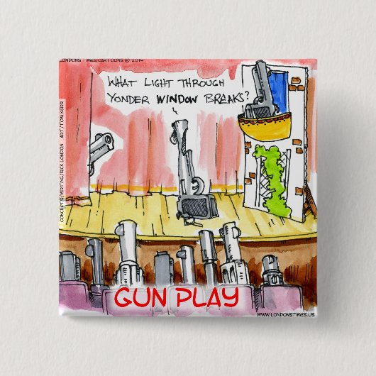 Waffenspiel Lustiger Cartoon Button (Vorderseite)