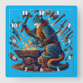 Waffentechnik in einem fantasievollen Schmied Quadratische Wanduhr (Vorderseite)