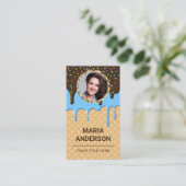 Waffle Blue Zuckerguss Tropfen Konditorei Koch Fot Visitenkarte (Stehend Vorderseite)