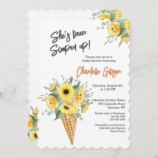 Waffle Cone Bouquet Einladung (Vorne/Hinten)