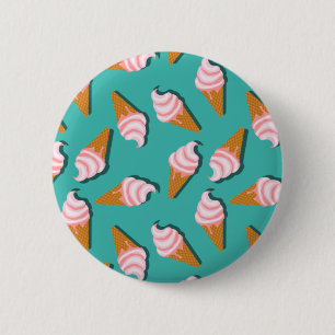 Waffle cones ice cream and frozen yogurt pattern button